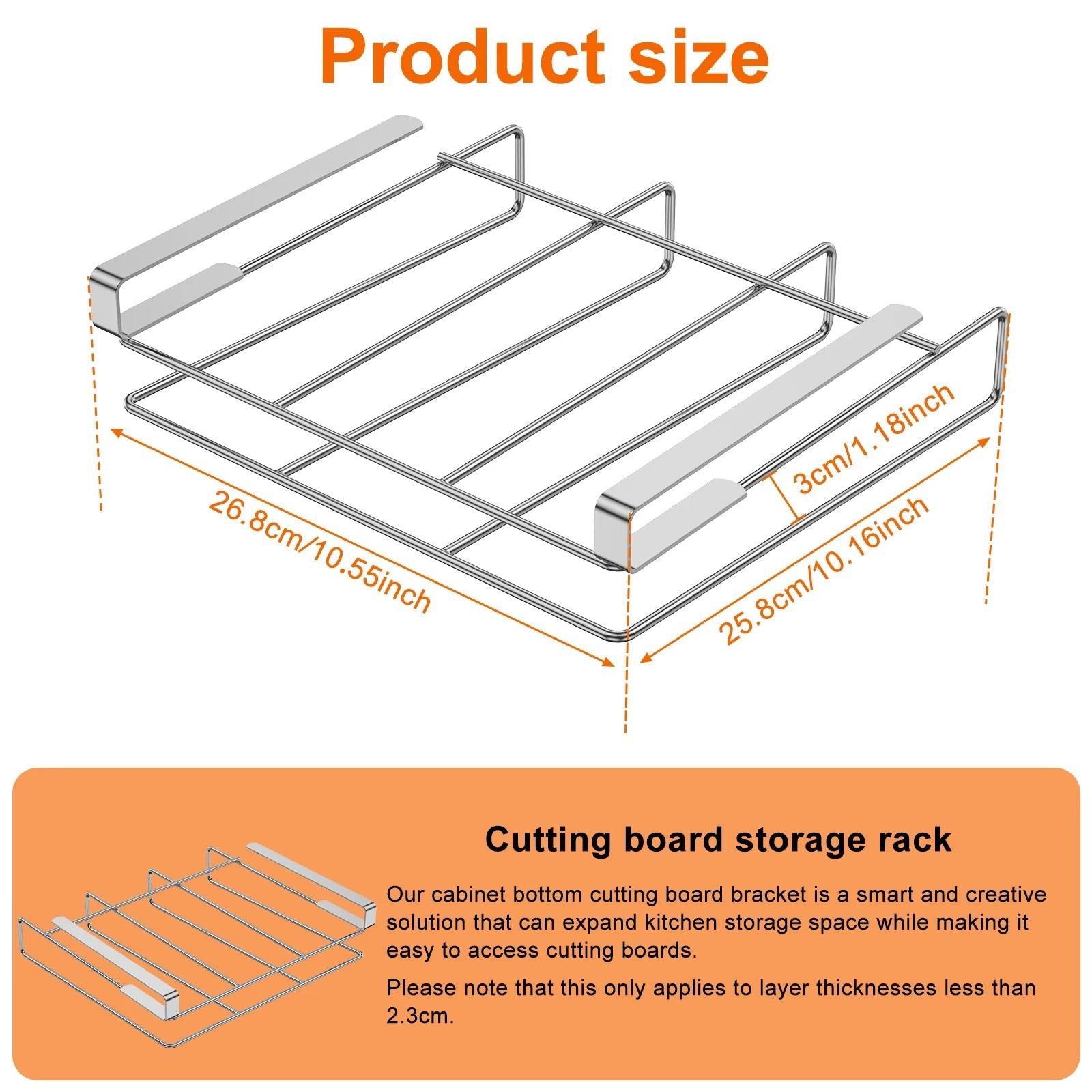 Under Cabinet Stainless Steel Cutting Board And Pot Lid Organizer Rack 6