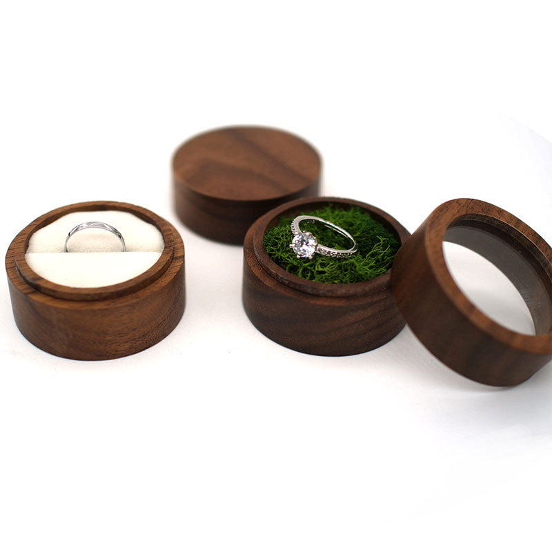 Natural Walnut Wood Wedding Ring Case Box Handcrafted Jewelry Display Organizer For Earrings Rings  1
