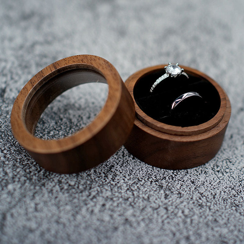 Natural Walnut Wood Wedding Ring Case Box Handcrafted Jewelry Display Organizer For Earrings Rings  2