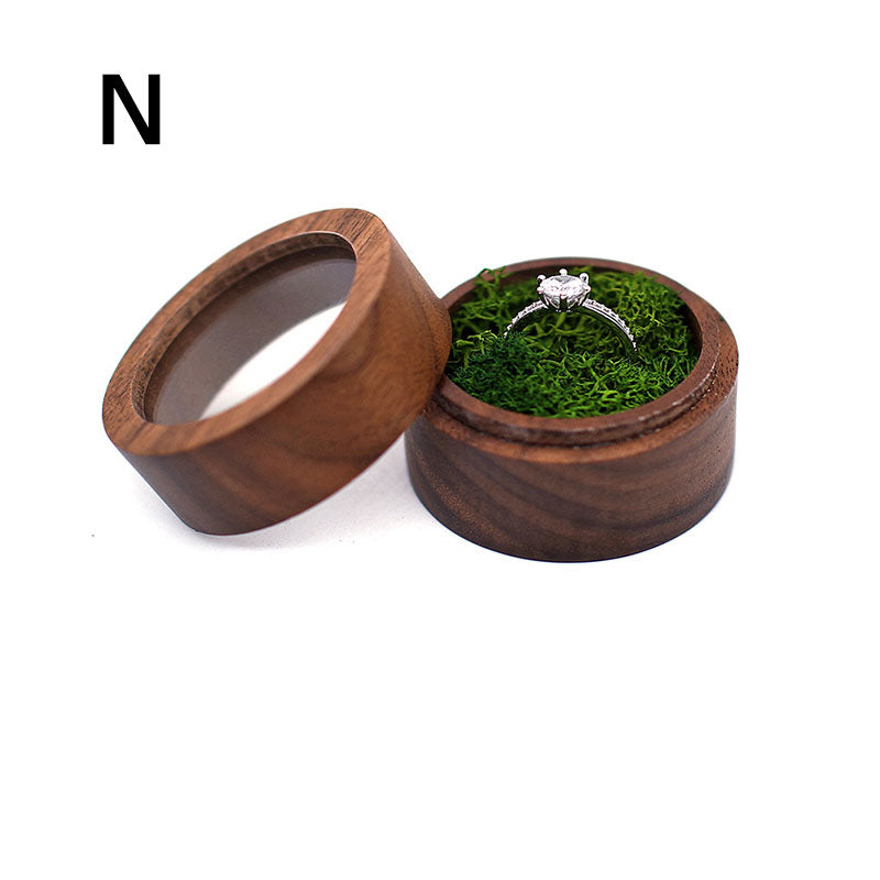 Natural Walnut Wood Wedding Ring Case Box Handcrafted Jewelry Display Organizer For Earrings Rings  7