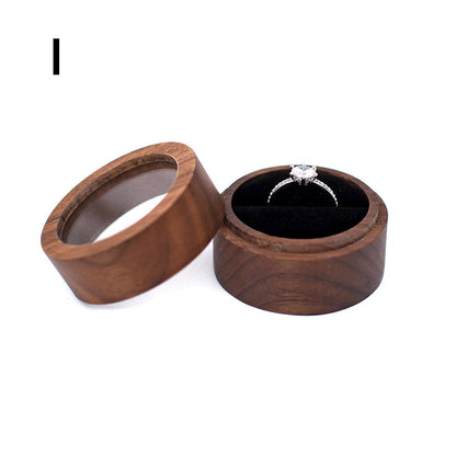 Natural Walnut Wood Wedding Ring Case Box Handcrafted Jewelry Display Organizer For Earrings Rings  8