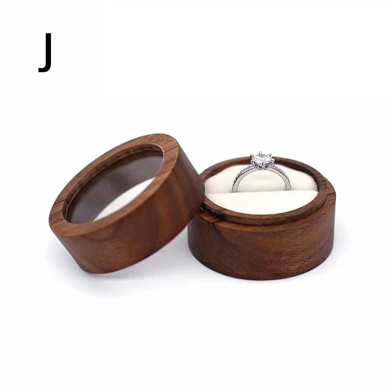 Natural Walnut Wood Wedding Ring Case Box Handcrafted Jewelry Display Organizer For Earrings Rings  6