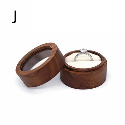 Natural Walnut Wood Wedding Ring Case Box Handcrafted Jewelry Display Organizer For Earrings Rings  6