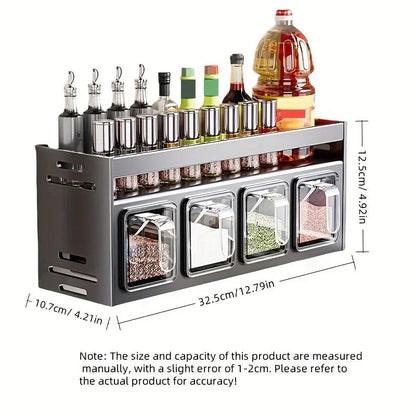 Stainless Steel Wall Mounted Kitchen Spice Rack With Storage Jars 5