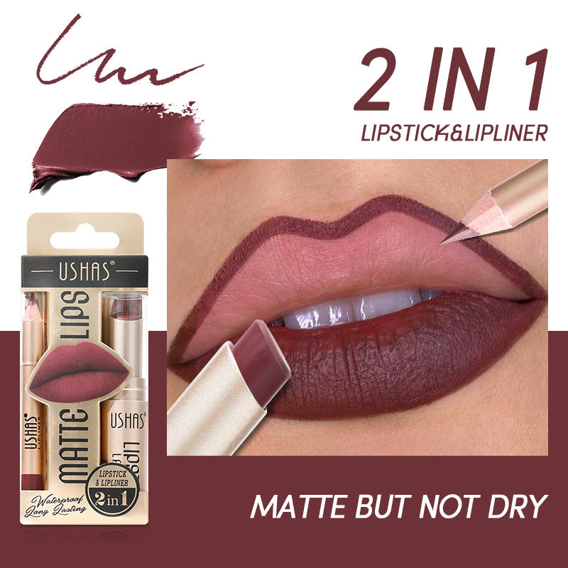 Color Matte Lipstick Set, Long-lasting Waterproof, Lipstick Lip Liner Set Easy, Coloring Non-Stick Cup Lip Makeup Suit