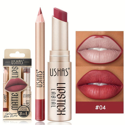 Color Matte Lipstick Set, Long-lasting Waterproof, Lipstick Lip Liner Set Easy, Coloring Non-Stick Cup Lip Makeup Suit
