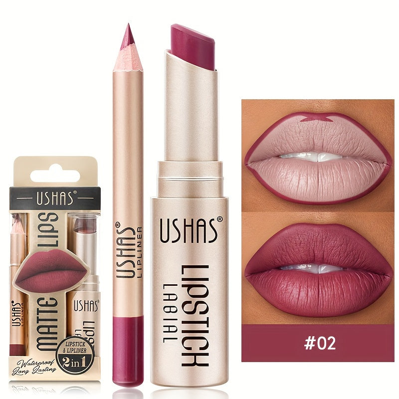Color Matte Lipstick Set, Long-lasting Waterproof, Lipstick Lip Liner Set Easy, Coloring Non-Stick Cup Lip Makeup Suit