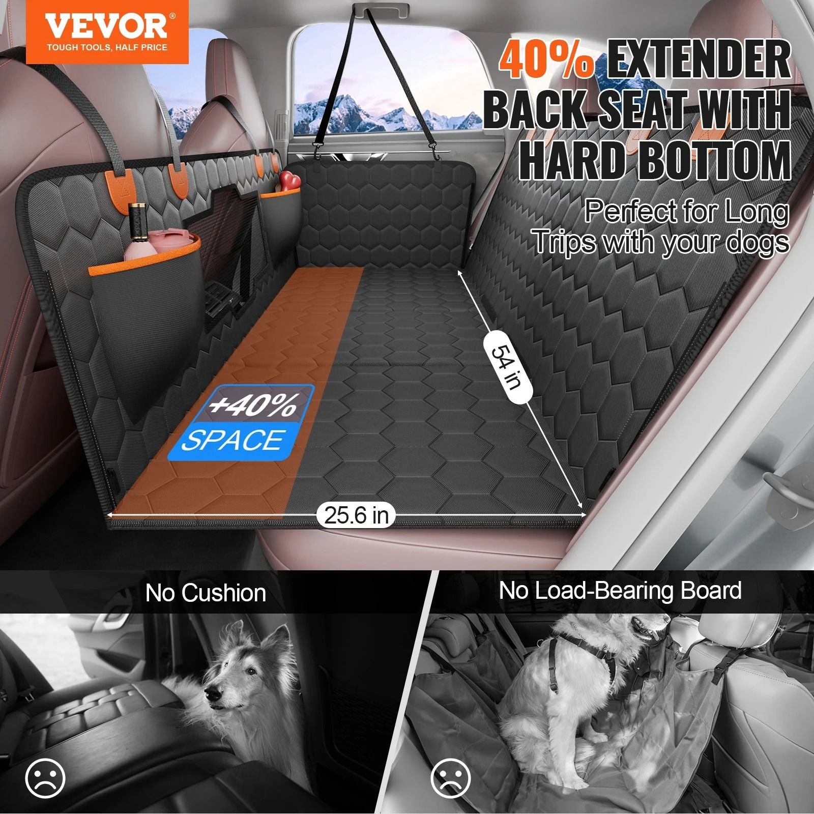 Back Seat Extender Dog Hammock With Mesh Window And Storage Pocket 1