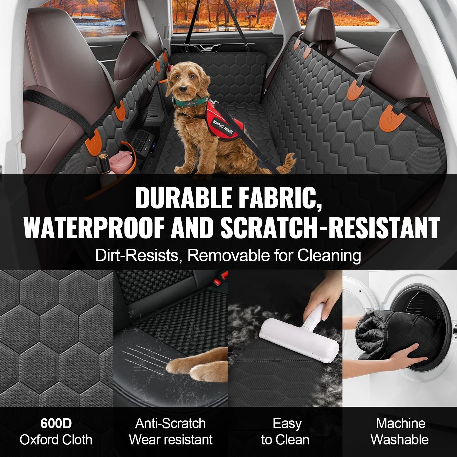Back Seat Extender Dog Hammock With Mesh Window And Storage Pocket 4