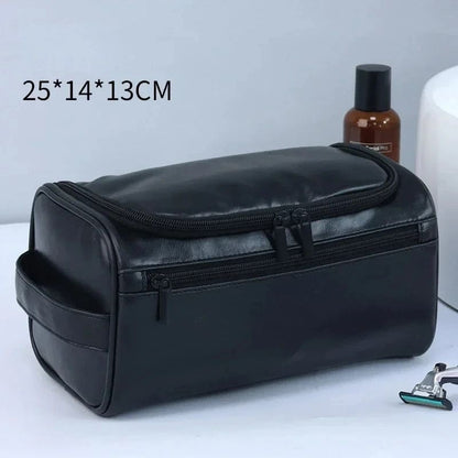 Leather Toiletry Bag With Hanging Hook And Large Storage Compartments 10