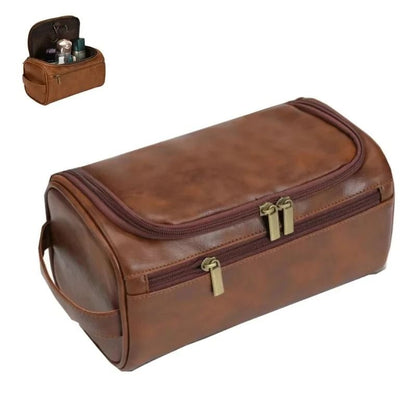 Leather Toiletry Bag With Hanging Hook And Large Storage Compartments 6