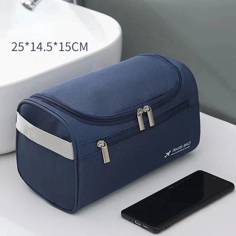 Leather Toiletry Bag With Hanging Hook And Large Storage Compartments 7