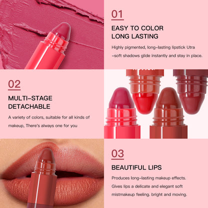 Detachable Lip Crayon Smooth And Silky 4 ColorPiece Lip Stick Portable Lip Cosmetic Perfect For Vac 5
