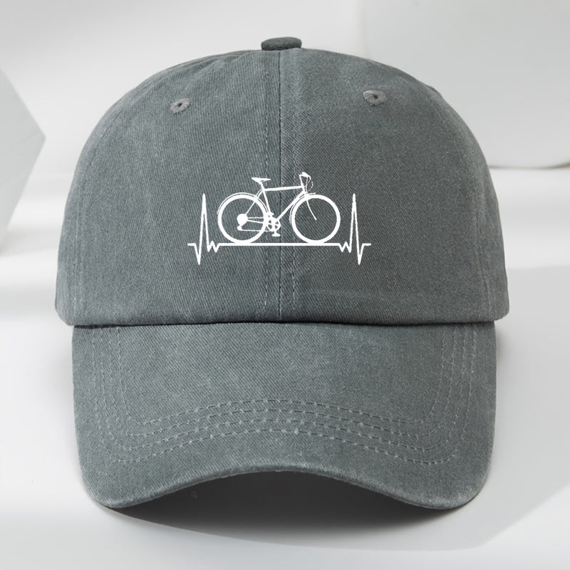 Unisex Baseball Cap with Bicycle Prints for Outdoor Sports, Casual Wear, Sun Protection, Adjustable Summer Hat