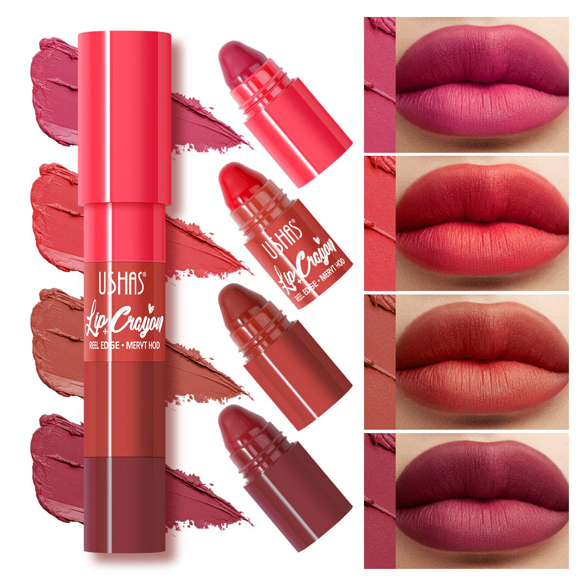 Detachable Lip Crayon Smooth And Silky 4 ColorPiece Lip Stick Portable Lip Cosmetic Perfect For Vac 6