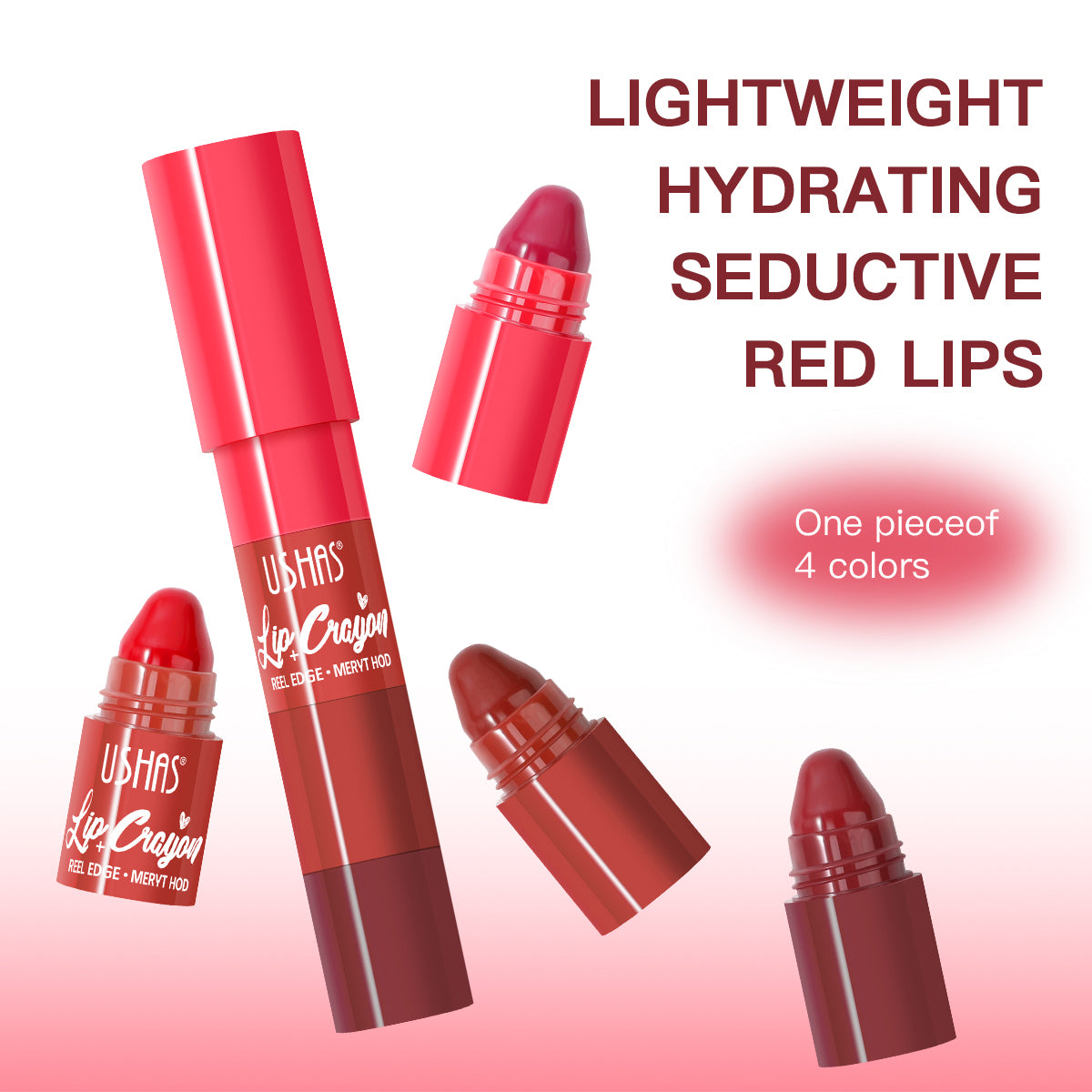 Smooth And Silky Portable Lip Cosmetic Detachable Lip Crayon 4 ColorPiece Lip Stick Perfect For Vac