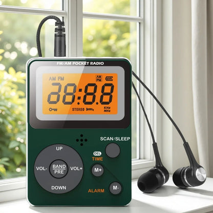 Portable AM FM Radio with LCD Display Earphone Jack Sleep Timer and Alarm