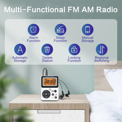 Portable AM FM Radio With LCD Display Earphone Jack Sleep Timer And Alarm 3