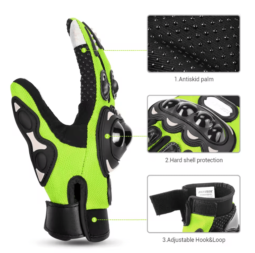 Breathable Mesh Full Finger Motorcycle Gloves With Touchscreen And Knuckle Protection 1