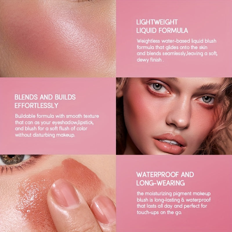 Color Long-lasting Liquid Blush, Facial Contouring Lightweight, Soft Multi-Use Cream, Waterproof Facial Blush Stick