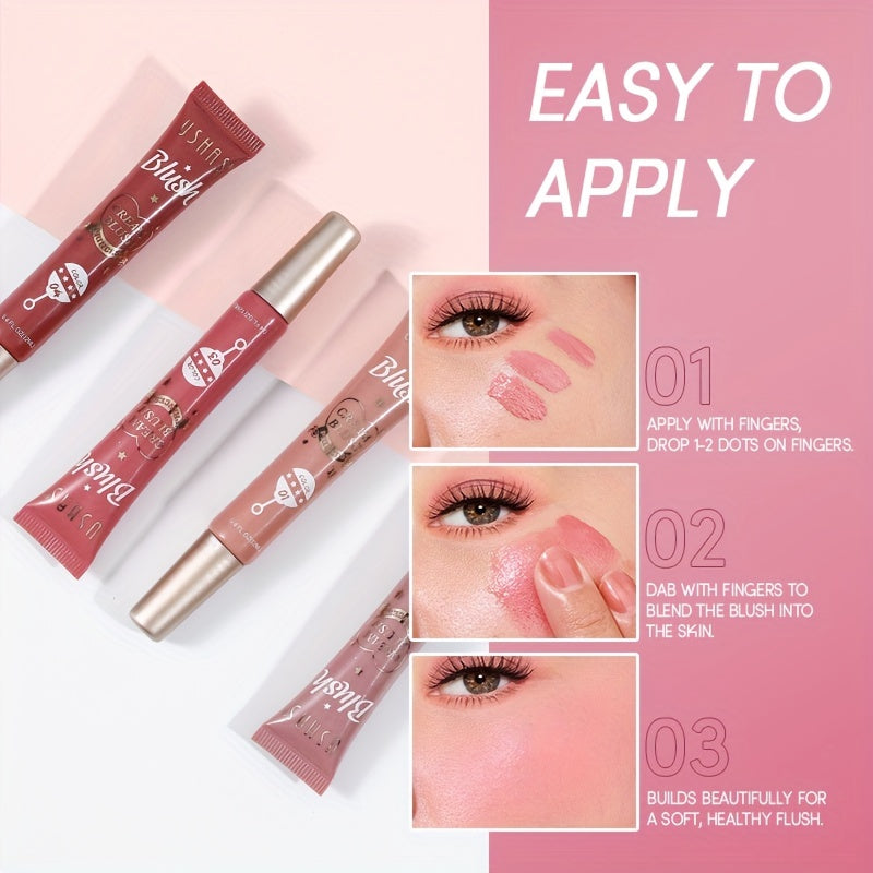 Color Long-lasting Liquid Blush, Facial Contouring Lightweight, Soft Multi-Use Cream, Waterproof Facial Blush Stick
