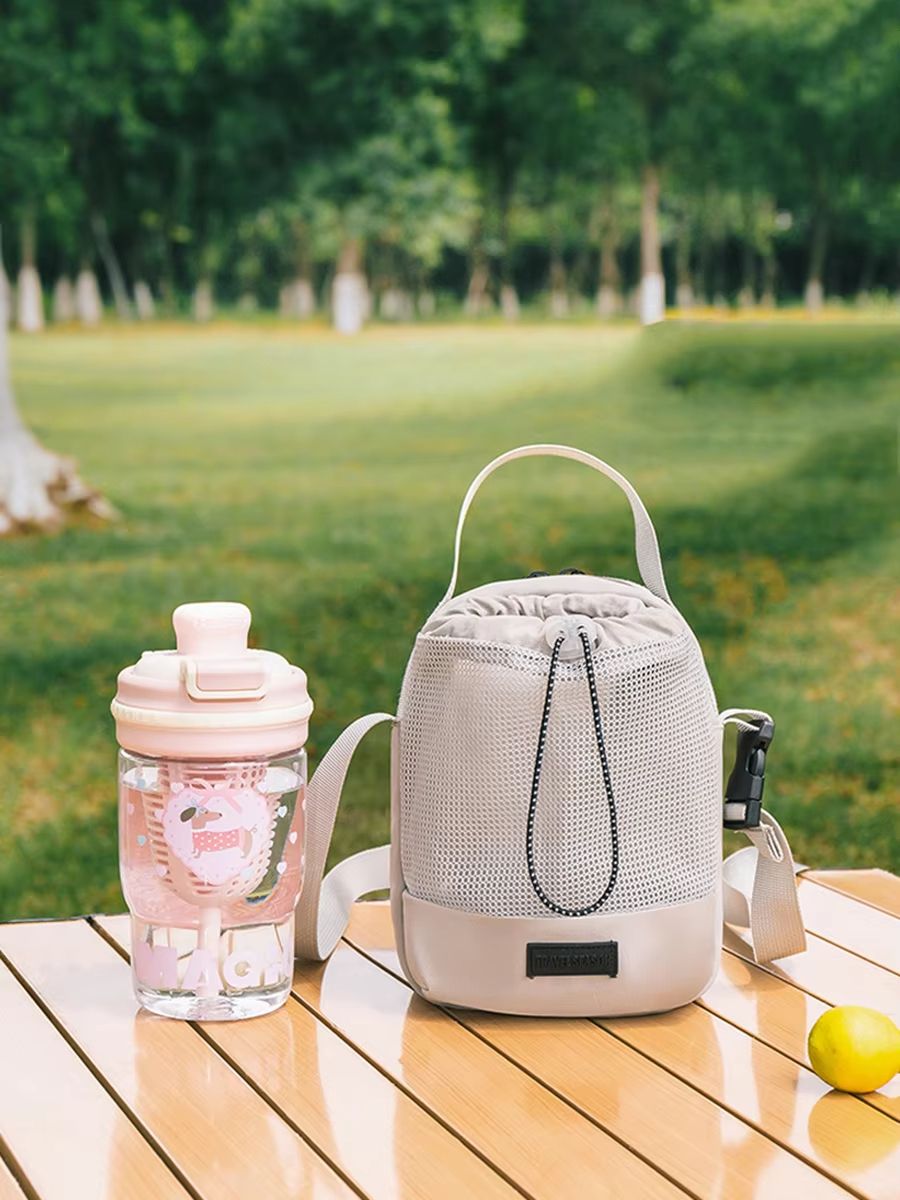 Shoulder Strap Mesh Water Bottle Carrier Bag With Adjustable Crossbody Strap And Front Pocket 5