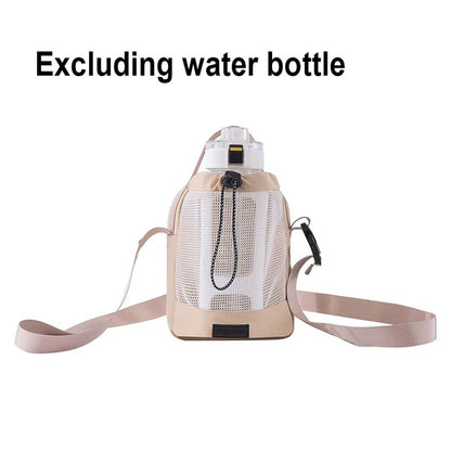 Shoulder Strap Mesh Water Bottle Carrier Bag With Adjustable Crossbody Strap And Front Pocket 6