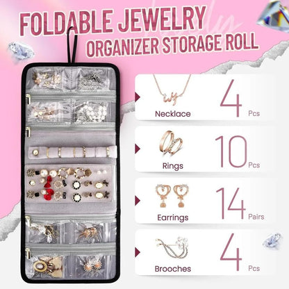 Large Travel Cosmetic Organizer Bag With Removable Storage Boxes And Jewelry Roll 5
