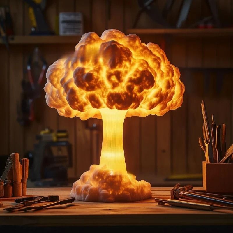 Atomic Mushroom Cloud Table Lamp Resin Decoration with USB Power
