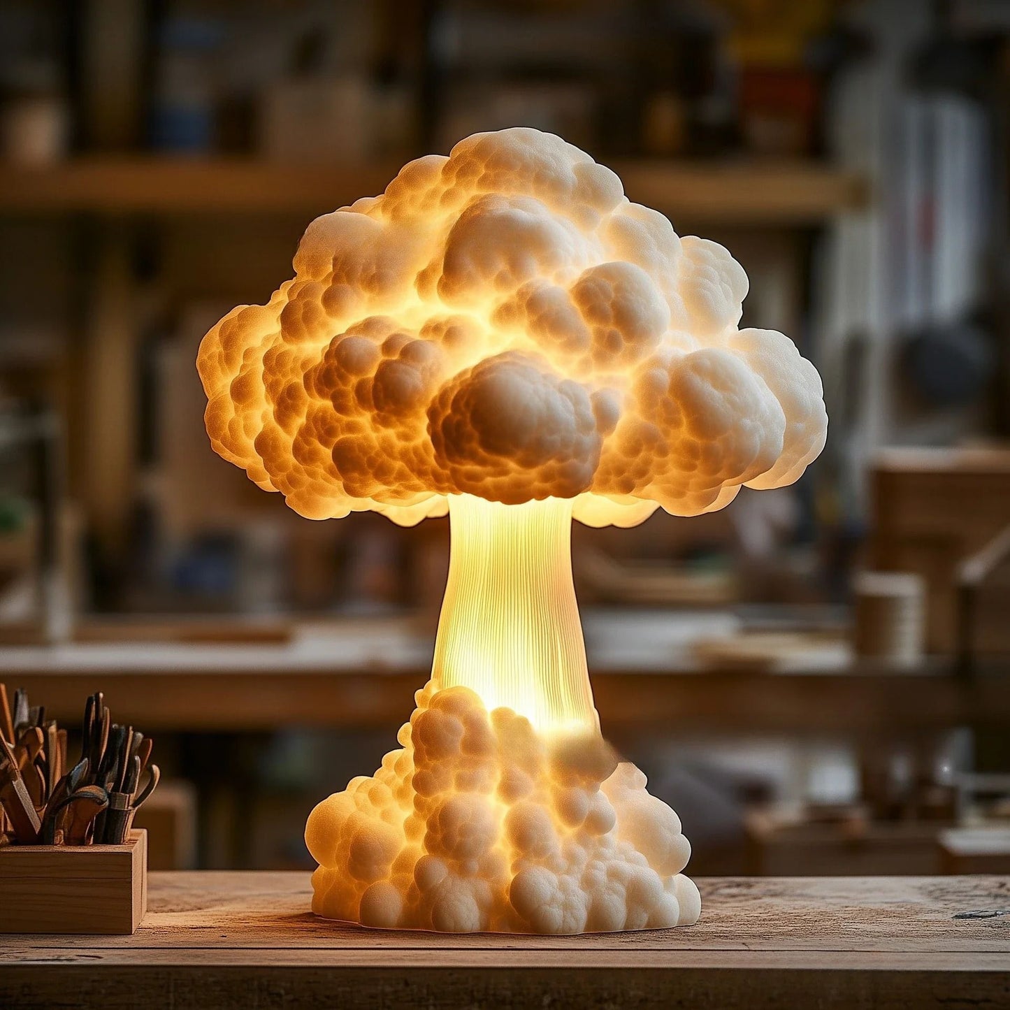Atomic Mushroom Cloud Table Lamp Resin Decoration With USB Power 3