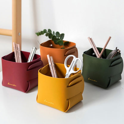Nordic PU Leather Storage Box, Foldable Desktop Organizer for Keys, Makeup, Jewelry, Stylish Sundry Storage Tray