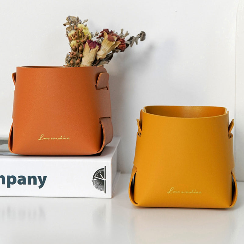 Nordic PU Leather Storage Box, Foldable Desktop Organizer for Keys, Makeup, Jewelry, Stylish Sundry Storage Tray