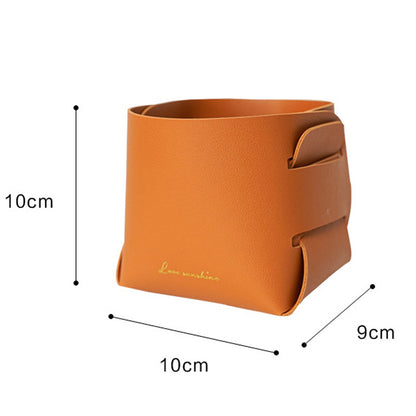 Nordic PU Leather Storage Box, Foldable Desktop Organizer for Keys, Makeup, Jewelry, Stylish Sundry Storage Tray