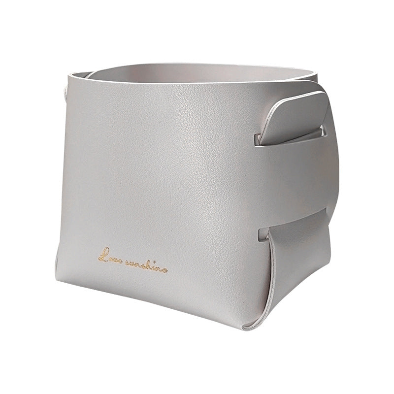 Nordic PU Leather Storage Box, Foldable Desktop Organizer for Keys, Makeup, Jewelry, Stylish Sundry Storage Tray