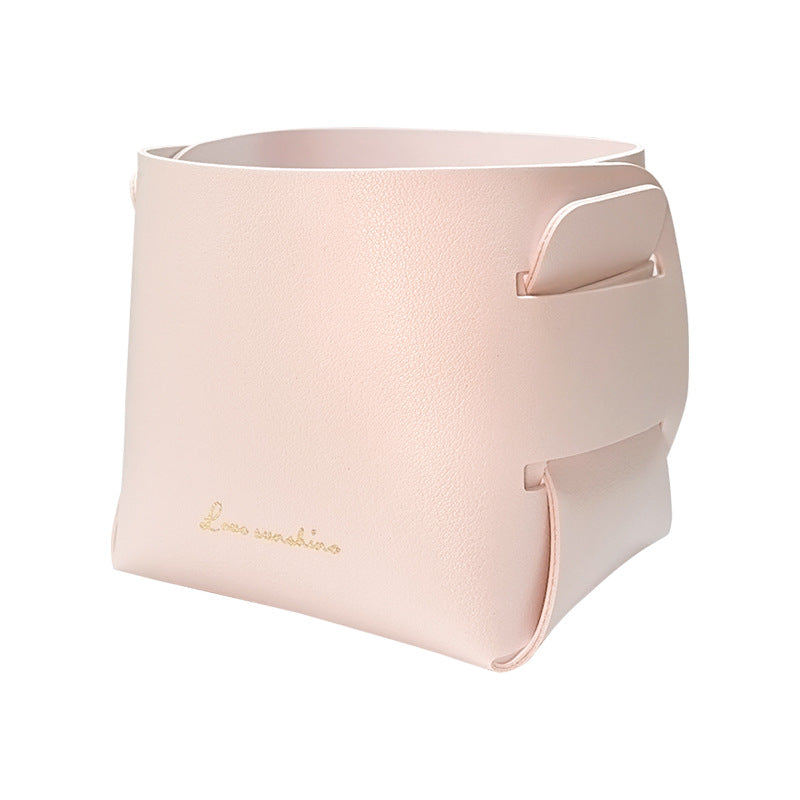 Nordic PU Leather Storage Box, Foldable Desktop Organizer for Keys, Makeup, Jewelry, Stylish Sundry Storage Tray