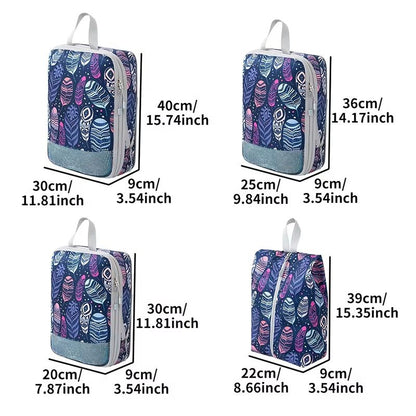 4 Piece Compression Packing Cubes Set Large Capacity Foldable Expandable Travel Storage Bags 2