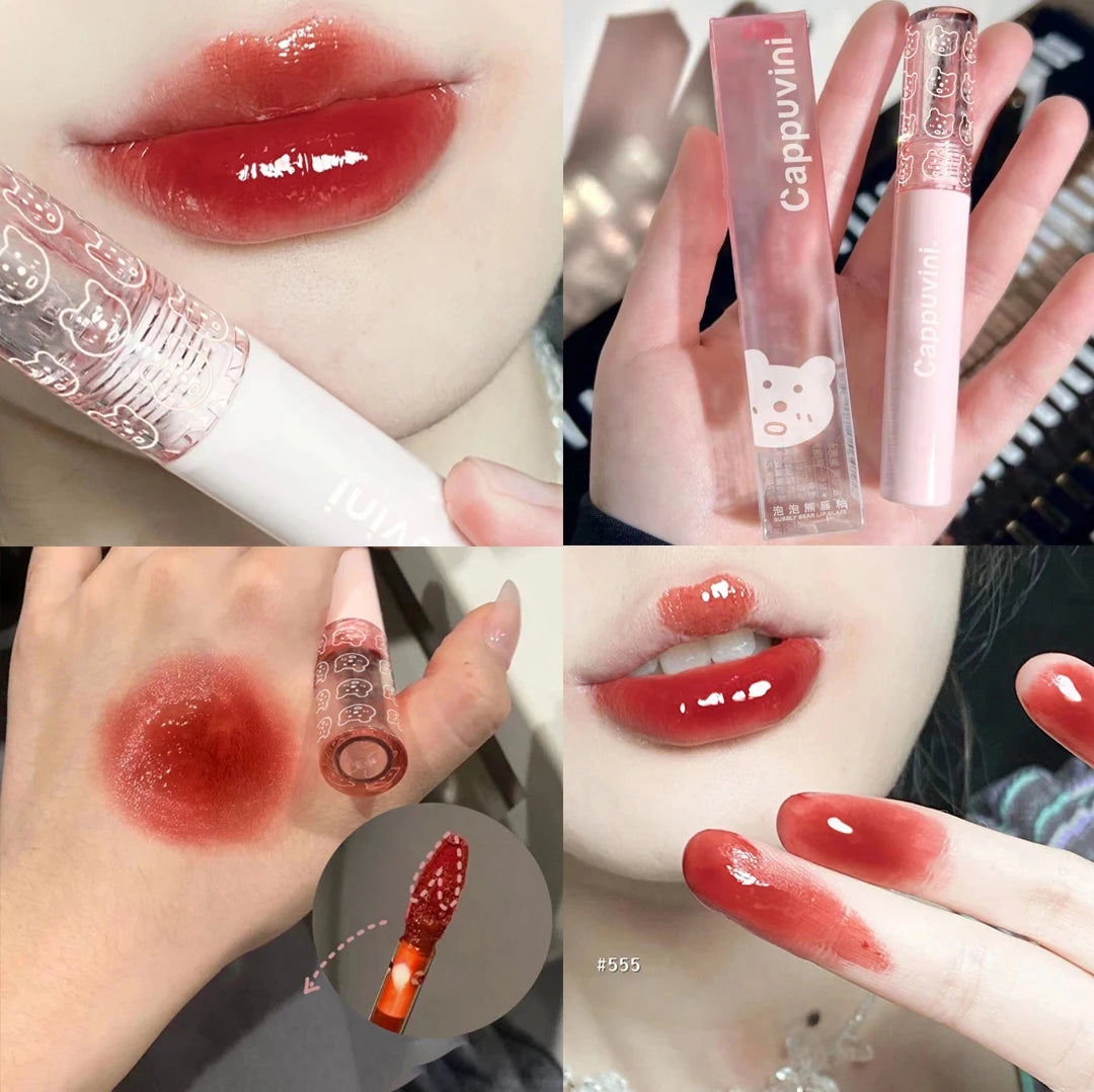 Cherry Pink Mirror, Water Lip Gloss Lip Glaze, Transparent Glass Lip Oil, Waterproof Liquid Lipstick, Clear Tint Makeup