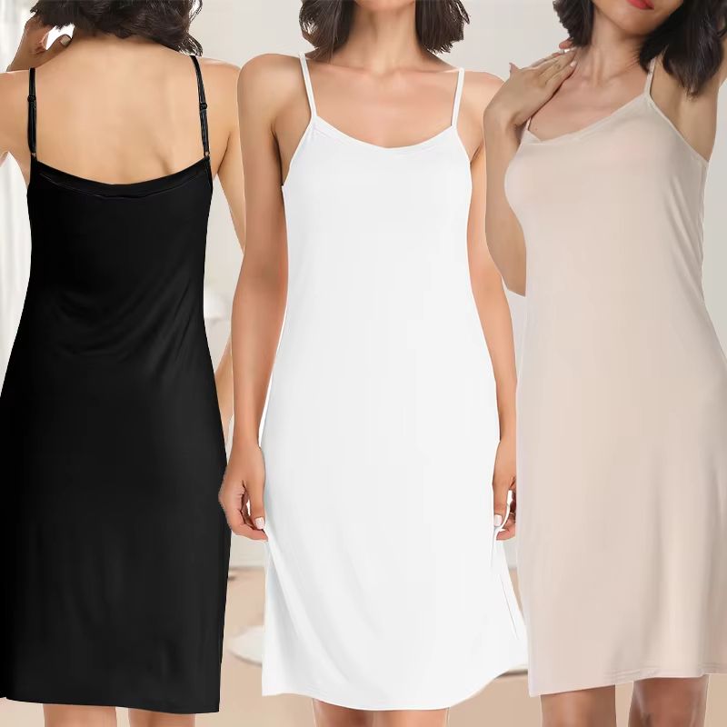 Womens Elegant Solid Sling Dress Compression Slip Sleeveless Backless Sleepwear 1