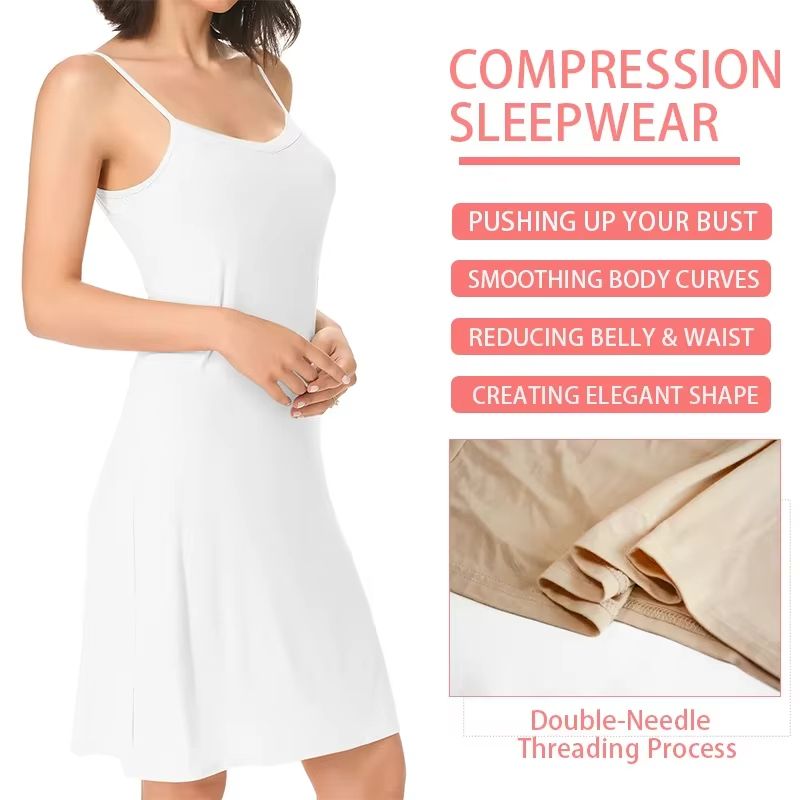 Womens Elegant Solid Sling Dress Compression Slip Sleeveless Backless Sleepwear 2