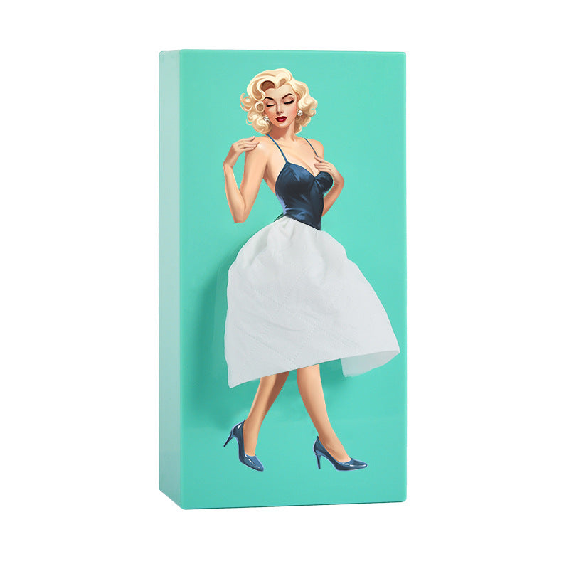Cute Cartoon Anime Girl Tissue Box, Puffy Skirt Girl Face Tissue Holder for Desktop Decorative Ornaments