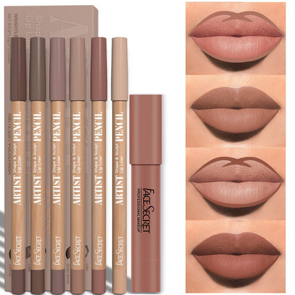 Makeup Set Matte Lip Liner, Lipstick Matte, Waterproof Long Lasting Lip Set, Daily Makeup, Gift Box Lip Crayon Set