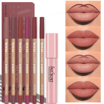 Makeup Set Matte Lip Liner, Lipstick Matte, Waterproof Long Lasting Lip Set, Daily Makeup, Gift Box Lip Crayon Set