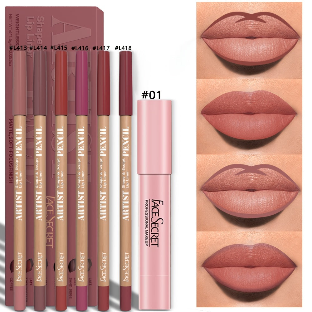 Makeup Set Matte Lip Liner, Lipstick Matte, Waterproof Long Lasting Lip Set, Daily Makeup, Gift Box Lip Crayon Set