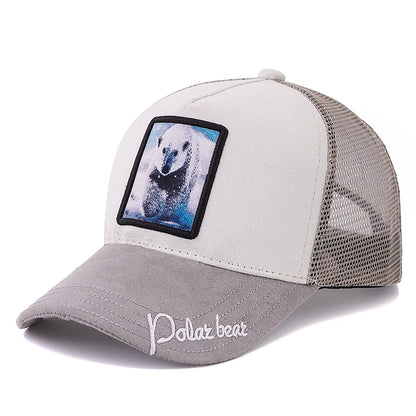 Unisex Trucker Hat Hot Sale Suede Sun Hat With Grizzlies Pattern Patch Summer Animal Baseball Cap F 7