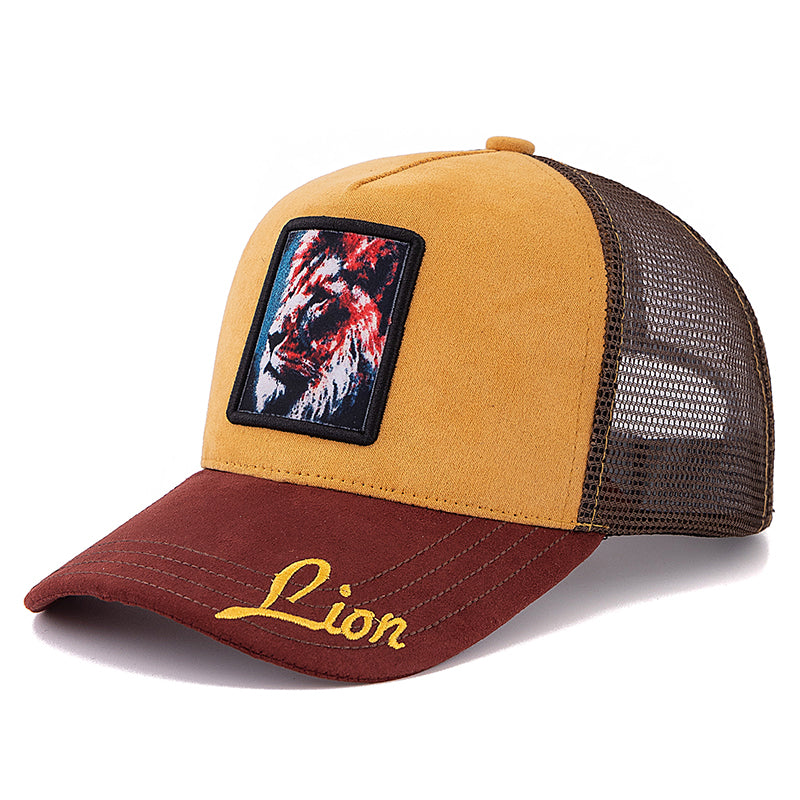 Unisex Trucker Hat Hot Sale Suede Sun Hat With Grizzlies Pattern Patch Summer Animal Baseball Cap F 8