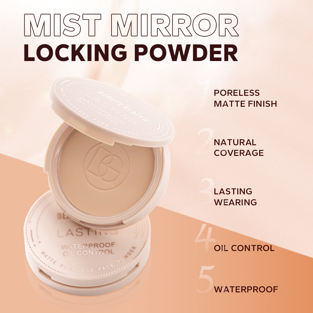 Oil Control Matte Face Powder, Long Lasting Flawless Setting Powder, Face Makeup With Mirror, Lightweight Coverage