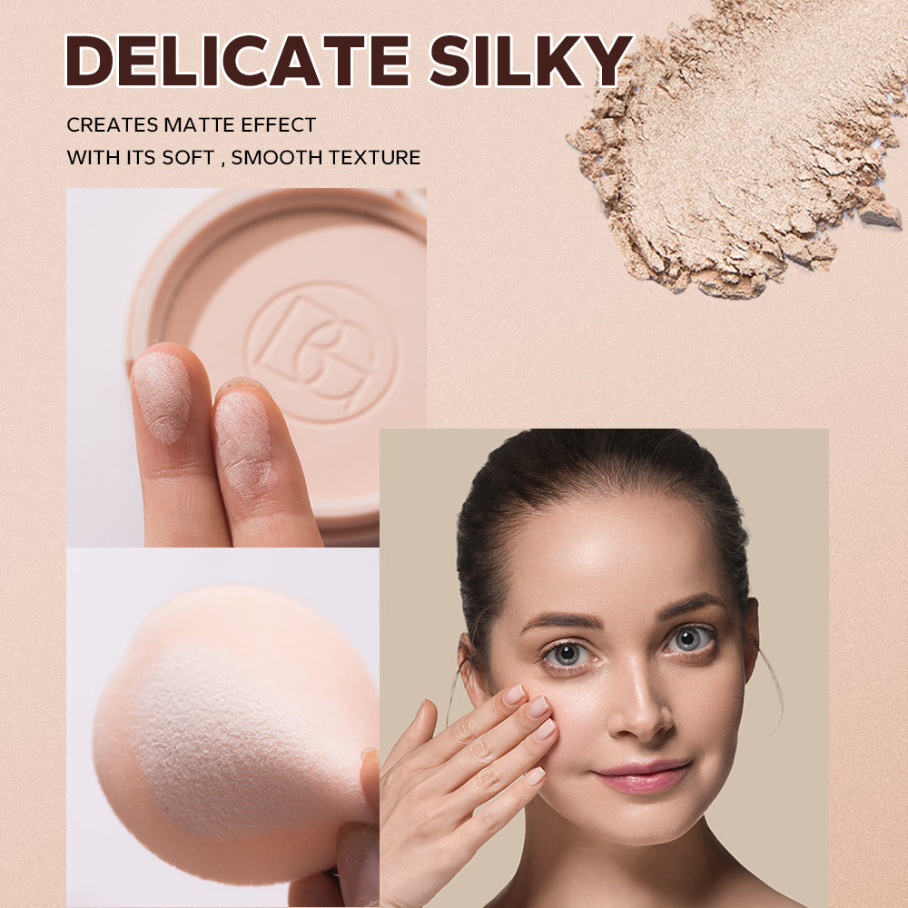 Oil Control Matte Face Powder, Long Lasting Flawless Setting Powder, Face Makeup With Mirror, Lightweight Coverage