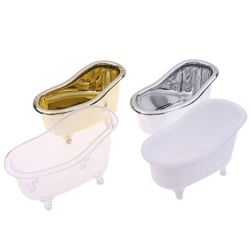 Mini Bathtub Makeup Organizer, Gold Silver Soap Jewelry Storage Box, Desktop Sundry Storage Case for Small Accessories