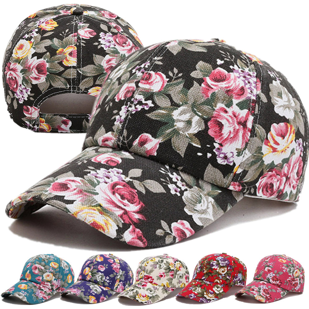Womens Fashion Summer Cap, Floral Print Trucker Hat Outdoor Streetwear Cap, Female Baseball Cap for Travel