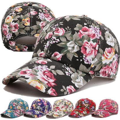 Womens Fashion Summer Cap, Floral Print Trucker Hat Outdoor Streetwear Cap, Female Baseball Cap for Travel